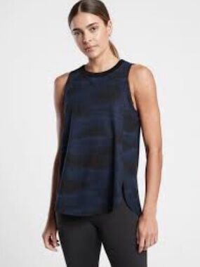 Athleta Zephyr Navy and Black Sleeveless Tank Top